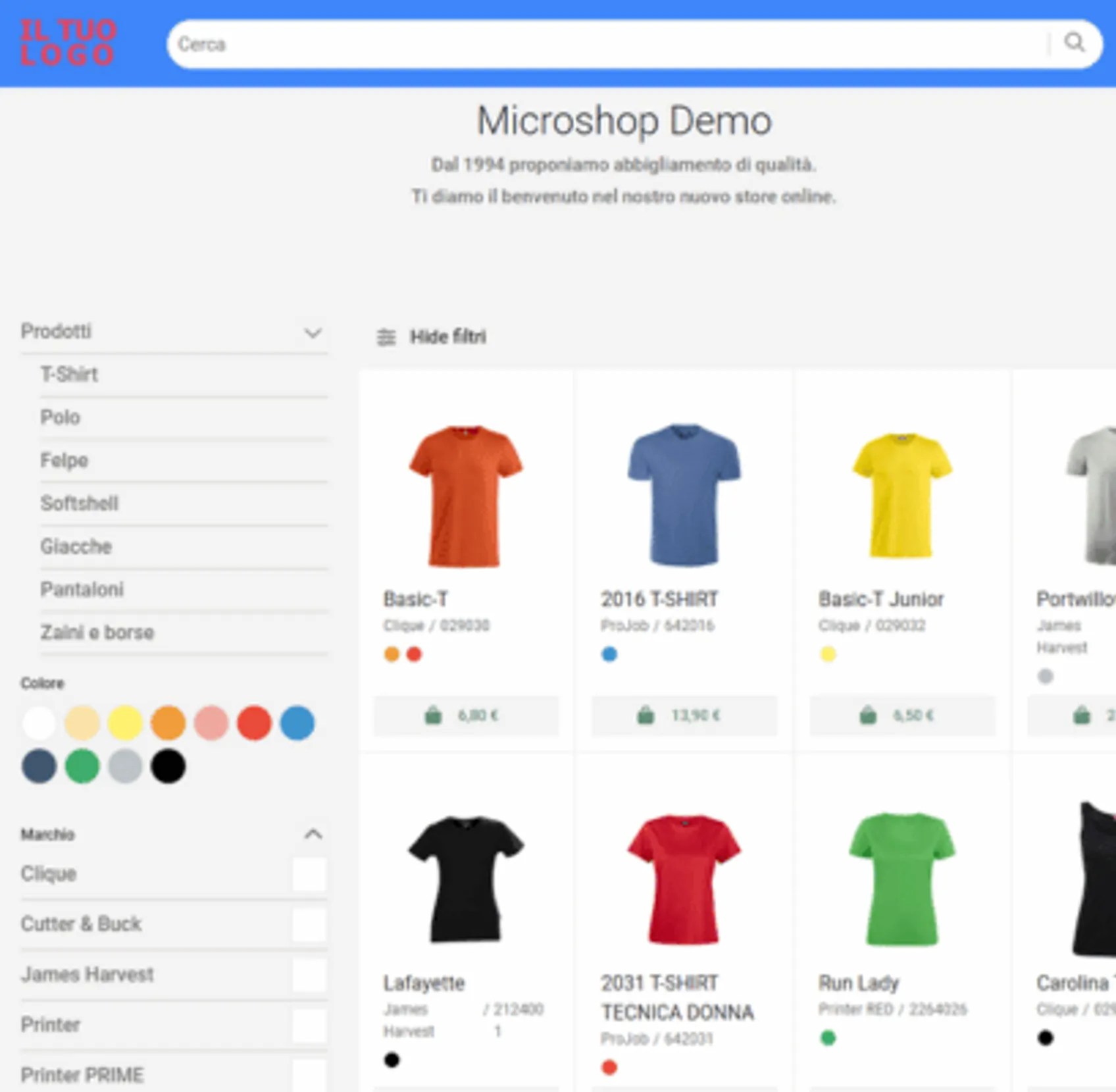 Microshop demo - mockup
